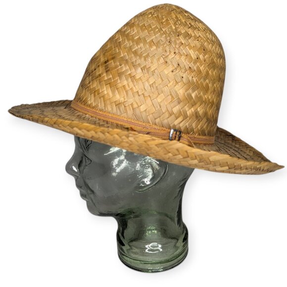 Vintage Women's Woven Straw Hat w/Tan Accent Band - Picture 1 of 14